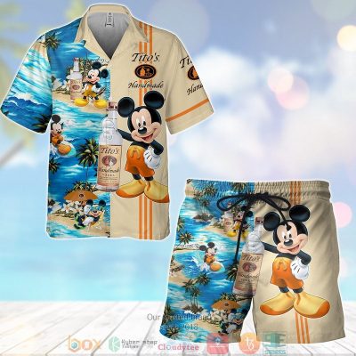 Tito?S Handmade Vodka Mickey Mouse On The Beach 3D Hawaiian Shirt, Short - Hot Sale 2025
