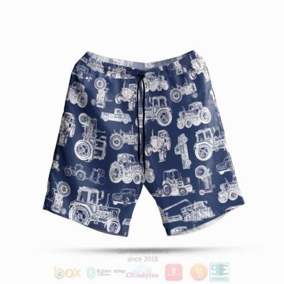 Tractor Pattern White And Blue Hawaiian Shirt, Short - Hot Sale 2025