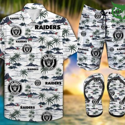 Las vegas raiders NFL Palm trees COMBO HAWAII SHIRT SHORTS