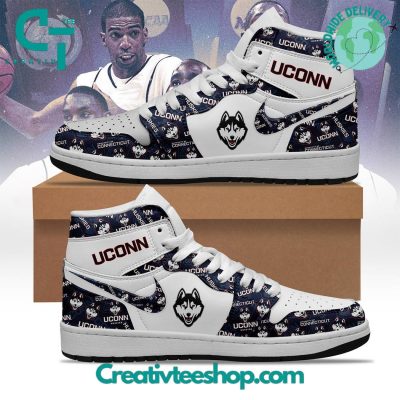 UConn Huskies 2024 NCAA Mens Basketball 6 Time National Champions Air Jordan 1 Sneakers - soulcals.com