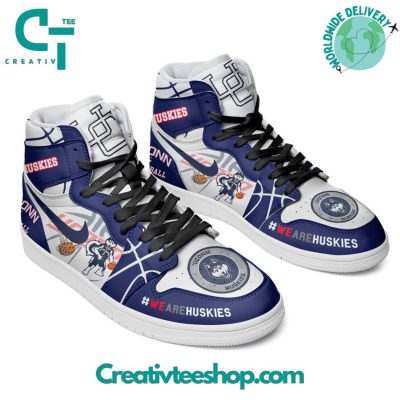UConn Huskies Basketball Go Huskies Air Jordan 1 Sneaker - soulcals.com