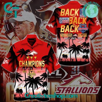 UFL Birmingham Stallions Back to Back to Back Champions Hawaiian Set - Teesmith