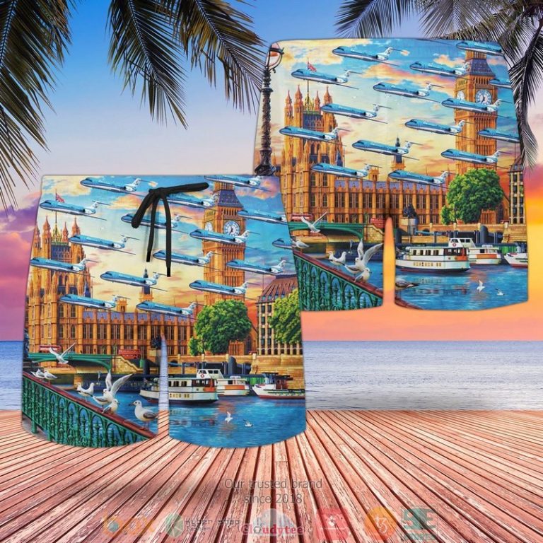 Uk Airlines Klm Uk Fokker 100 Hawaiian Shirt, Shorts - Hot Sale 2025