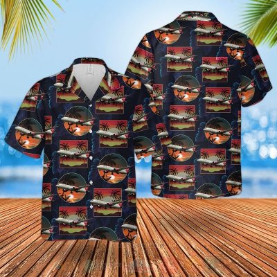 Uk Airlines Virgin Atlantic Boeing 787-9 Dreamliner Navy Hawaiian Shirt, Short - Hot Sale 2025