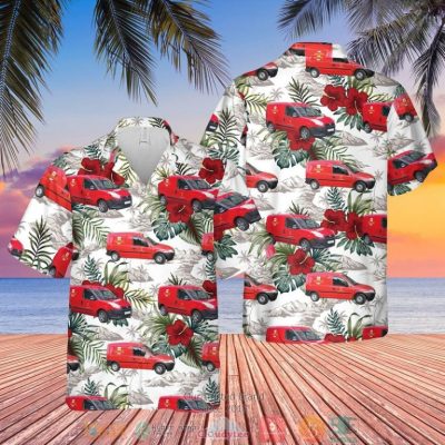 Uk Royal Mail Van Hibiscus Hawaiian Shirt, Shorts - Hot Sale 2025