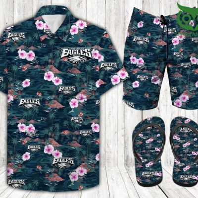NFL PHILADELPHIA EAGLES dark green COMBO HAWAII SHIRT SHORTS FLIP FLOPS