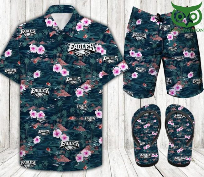 NFL PHILADELPHIA EAGLES dark green COMBO HAWAII SHIRT SHORTS FLIP FLOPS