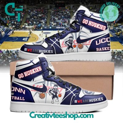 UConn Huskies Basketball Go Huskies Air Jordan 1 Sneaker - soulcals.com