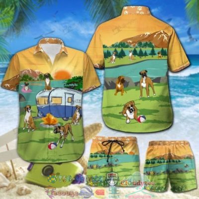 Camping Boxer Hawaiian Shirt And Shorts - Hot Sale 2025