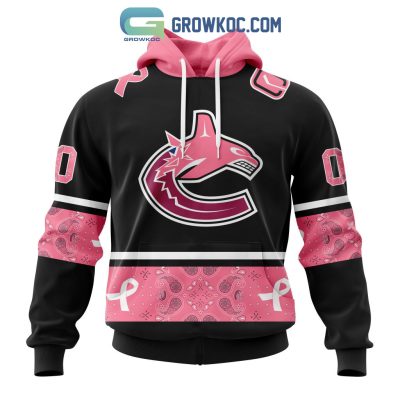 Vancouver Canucks NHL Special Style Paisley In October We Wear Pink Breast Cancer Personalized Hoodie T Shirt