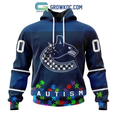 Vancouver Canucks NHL Special Unisex Kits Hockey Fights Against Autism Hoodie T Shirt