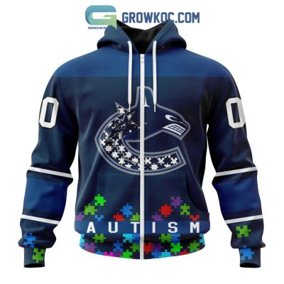 Vancouver Canucks NHL Special Unisex Kits Hockey Fights Against Autism Hoodie T Shirt