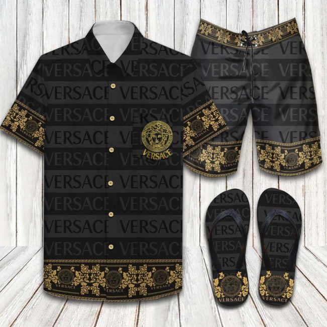 Versace Couture Brand Luxury Brand Limited Hawaiian Shirt Shorts and Flip Flops Combo