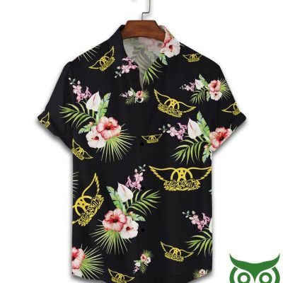Aerosmith Logo Black Flip Flops And Combo Hawaiian Shirt Shorts