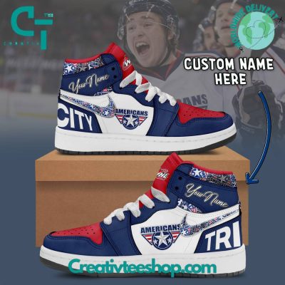 WHL Tri-City Americans Custom Name Air Jordan 1 Sneaker - soulcals.com