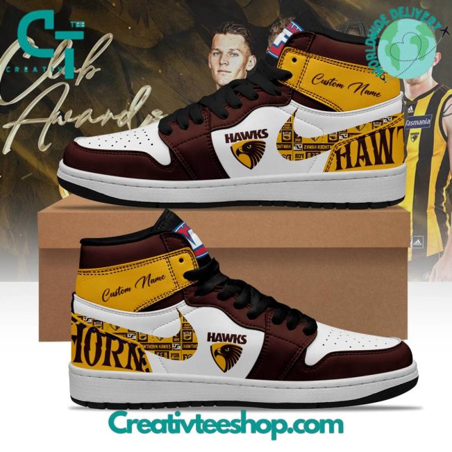 AFL Hawthorn Hawks Air Jordan 1 Sneakers - soulcals.com