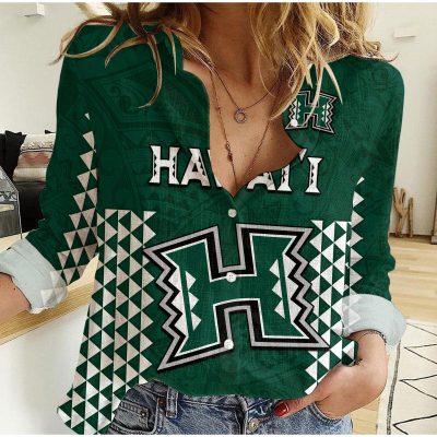 Polynesian Women's Long Sleeve Shirt  Polynesian design Honu, Wave, Sun, Spear, Fern Symbols Polynesian shirts NCY176