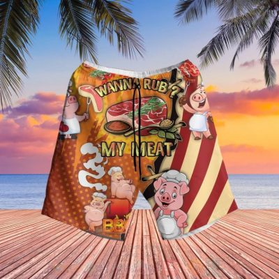 Wanna Rub My Meat Funny Barbecue Hawaiian Shirt, Short - Hot Sale 2025