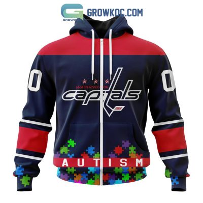 Washington Capitals NHL Special Unisex Kits Hockey Fights Against Autism Hoodie T Shirt
