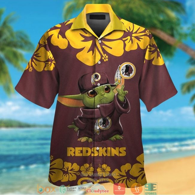 Washington Redskins Yellow Hibiscus Baby Yoda Hawaiian Shirt, Short - Hot Sale 2025
