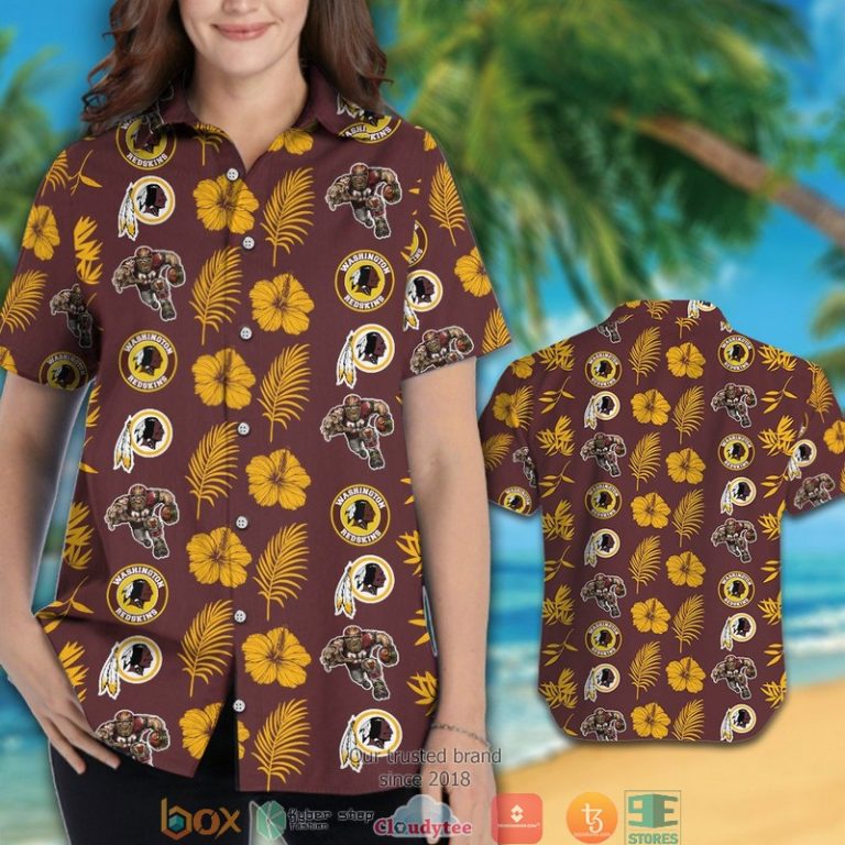 Washington Redskins Leaf Hibiscus Pattern Hawaiian Shirt, Short - Hot Sale 2025