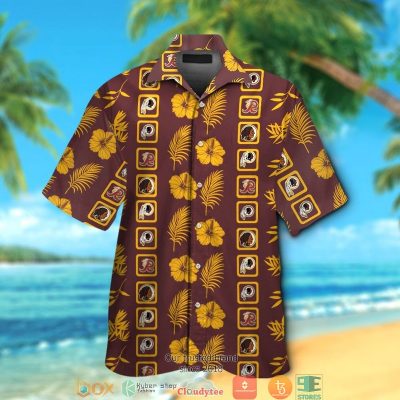 Washington Redskins Leaf Hibiscus Square Pattern Hawaiian Shirt, Short - Hot Sale 2025