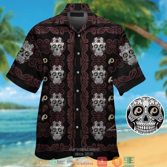 Washington Redskins Small Sugar Skull Hawaiian Shirt, Short - Hot Sale 2025