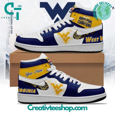 West Virginia Mountaineers Duke?s Mayo Bowl Air Jordan 1 Sneaker - soulcals.com