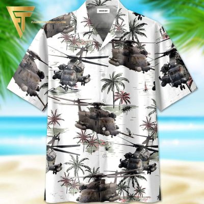 White Pattern Sikorsky Mh-53 Pave Low All Over Print Hawaiian Shirts And Beach Shorts - Hot Sale 2025