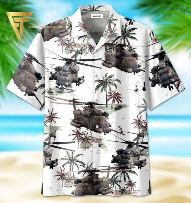 White Pattern Sikorsky Mh-53 Pave Low All Over Print Hawaiian Shirts And Beach Shorts - Hot Sale 2025