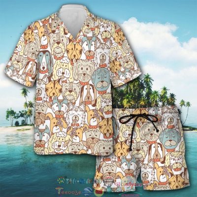 Dogs Animals Cartoon Cute Art Hawaiian Shirt And Shorts - Hot Sale 2025