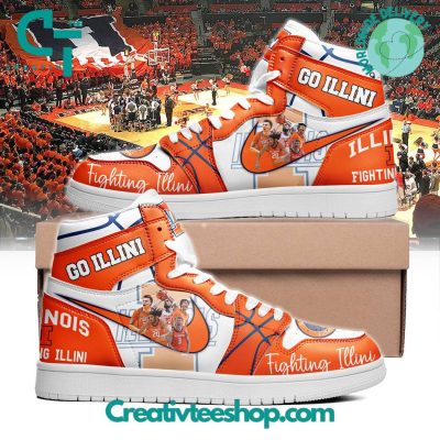 Illinois Fighting Illini Basketball Go Illini Air Jordan 1 Sneaker - soulcals.com