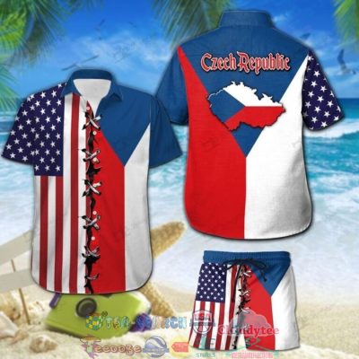 Czech Republic American Flag Hawaiian Shirt And Shorts - Hot Sale 2025