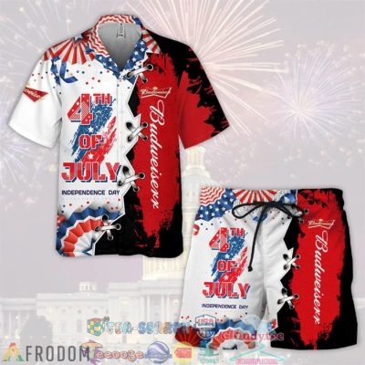 Budweiser Beer Independence Day Hawaiian Shirt And Shorts - Hot Sale 2025