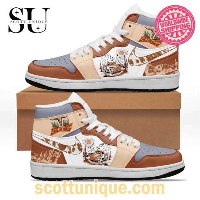 Zach Bryan Art Air Jordan 1 High Top Sneakers -Soulcals.com