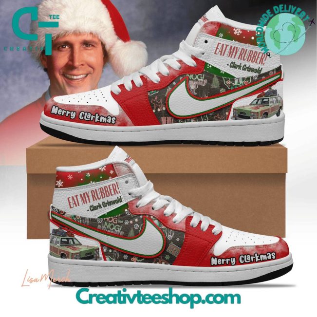 National Lampoon Christmas Vacation Merry Clarkmas Air Jordan 1 Sneaker - soulcals.com