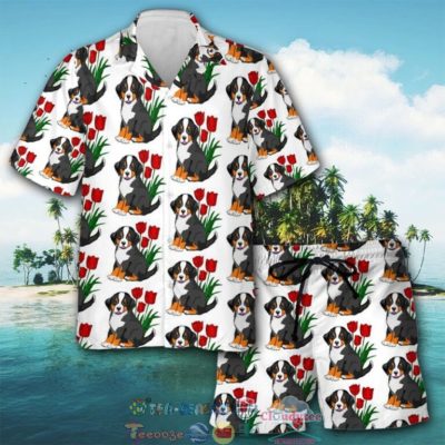 Bernese Mountain Dog Tulip Hawaiian Shirt And Shorts - Hot Sale 2025
