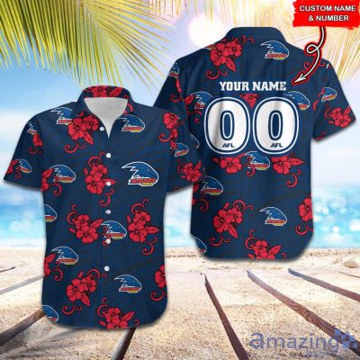 AFL Adelaide Crows Custom Name Number Tribal Pattern Hawaiian Shirt