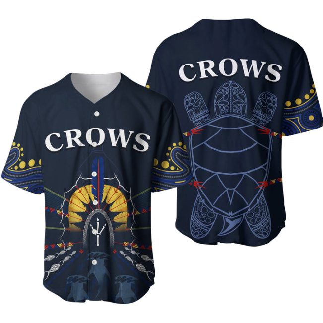 AFL Adelaide Crows Navy Blue Footprint Baseball Jersey