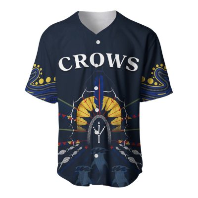 AFL Adelaide Crows Navy Blue Footprint Baseball Jersey