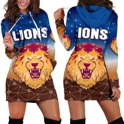 AFL Brisbane Lions Blue Maroon Indigenous Women Hoodie Dress