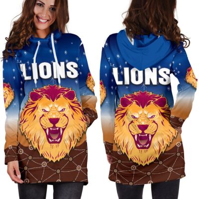 AFL Brisbane Lions Blue Maroon Indigenous Women Hoodie Dress