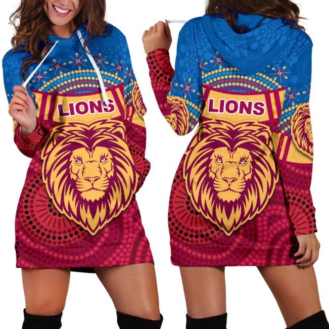 AFL Brisbane Lions Blue Maroon Indigenous Women Hoodie Dress V2