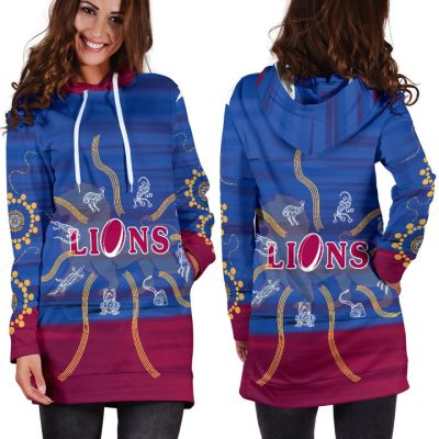 AFL Brisbane Lions Blue Maroon Indigenous Women Hoodie Dress V3