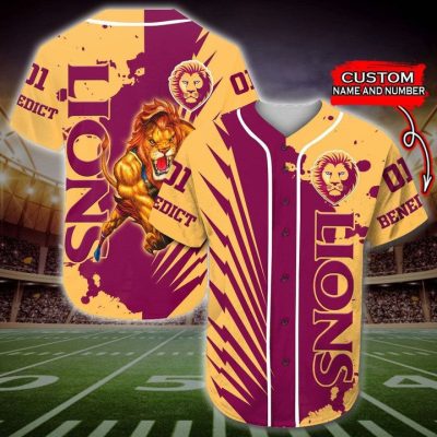 AFL Brisbane Lions Custom Name Number Mascot Baseball Jersey