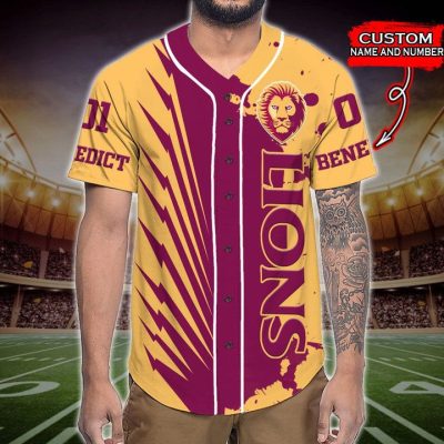 AFL Brisbane Lions Custom Name Number Mascot Baseball Jersey