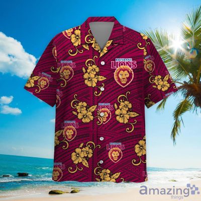 AFL Brisbane Lions Custom Name Number Tribal Hawaiian Shirt