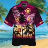 AFL Brisbane Lions Palm Tree Sunrise Hawaiian Shirt