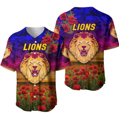 AFL Brisbane Lions Poppy Flower Baseball Jersey