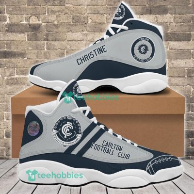 AFL Carlton Blues Custom Name Gray Air Jordan 13 Shoes